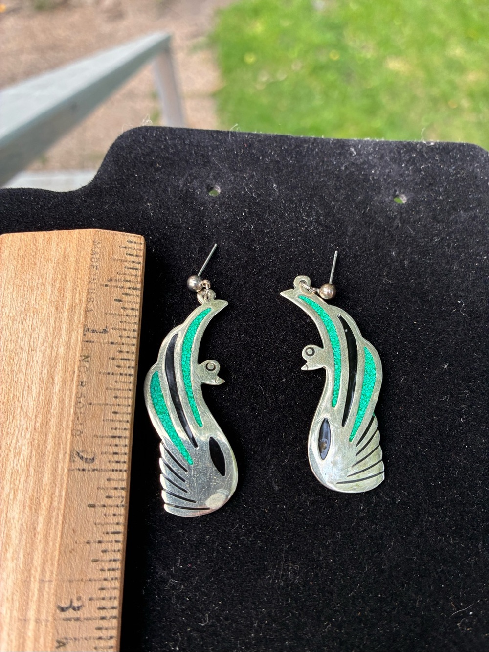 Alpaca Silver Swan Bird Drop Earrings - Picture 2 of 4
